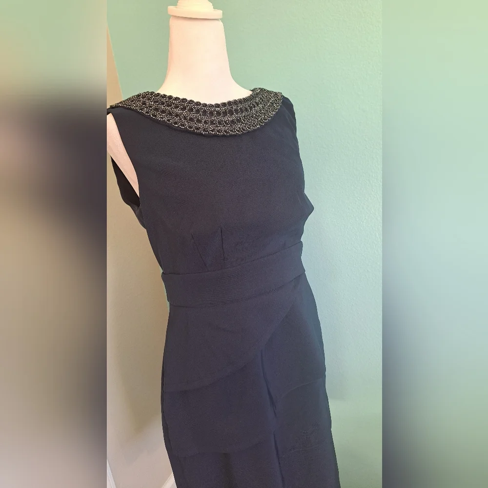 Conneted Apparel Dress Navy Blue Women's Dress Size 8 Sleeveless Ruffles